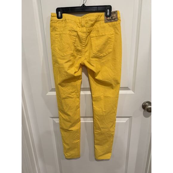 True Religion Shannon Pants Women's 28 Yellow Corduroy Stretch Skinny Leg Preppy - Picture 11 of 11